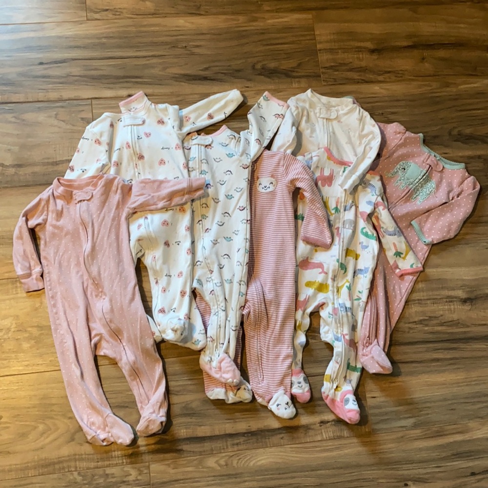 Pajama bundle. 7 pairs girls footie jammies